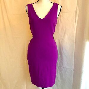 Bebe purple bodycon cut out mini dress size L. Made in the USA